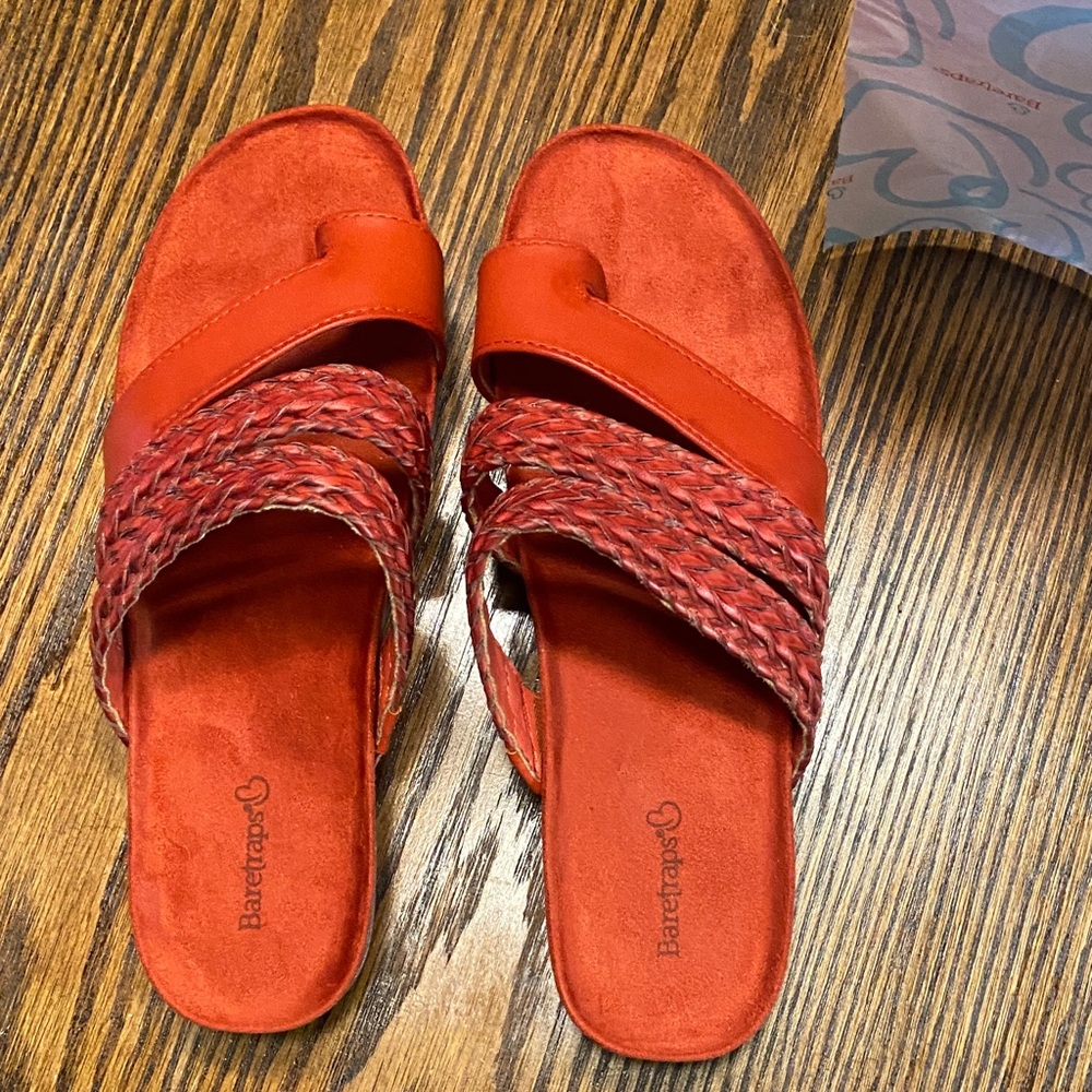 BareTraps Red Woven Strap Sandals